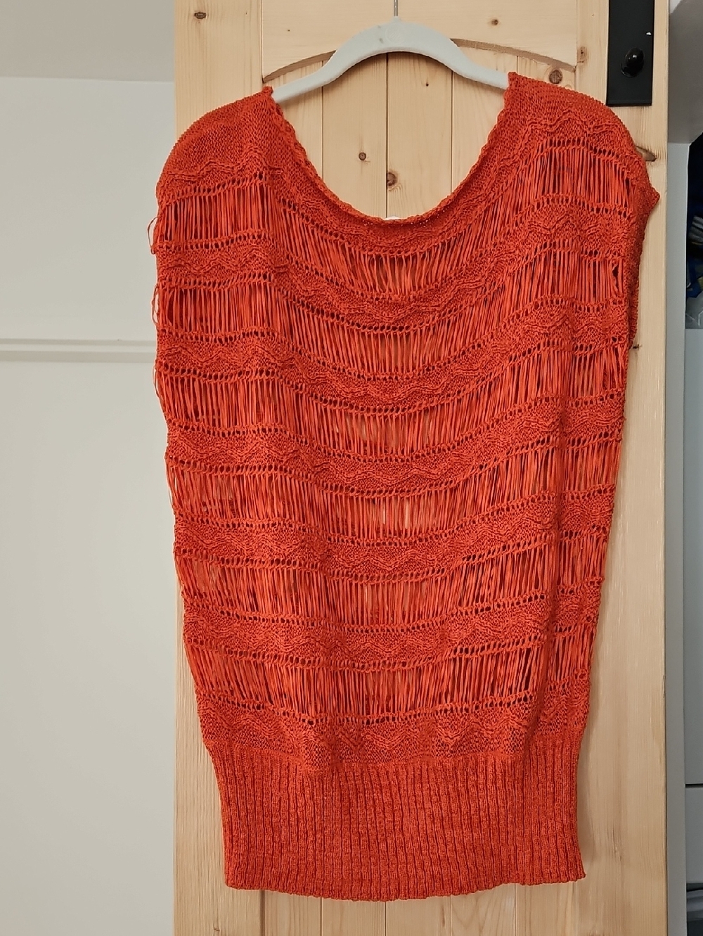 Women's Open-Knit Orange Sweater Tunic